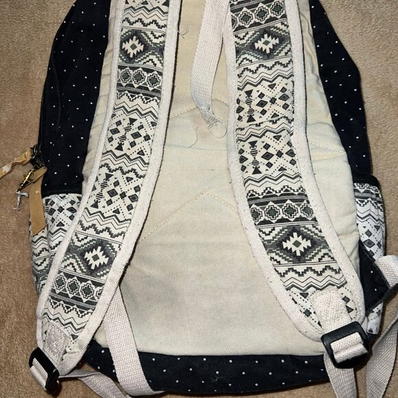 Black White polka dot Aztec geometric abstract zip‎ travel bag backpack B01 - Picture 4 of 8